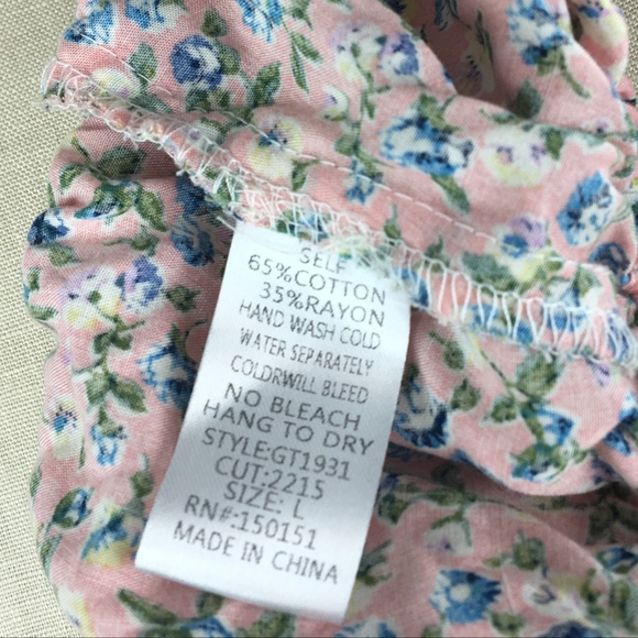 Ganji LA Love Culture Pink Floral Crop Top Sz L - Picture 7 of 7